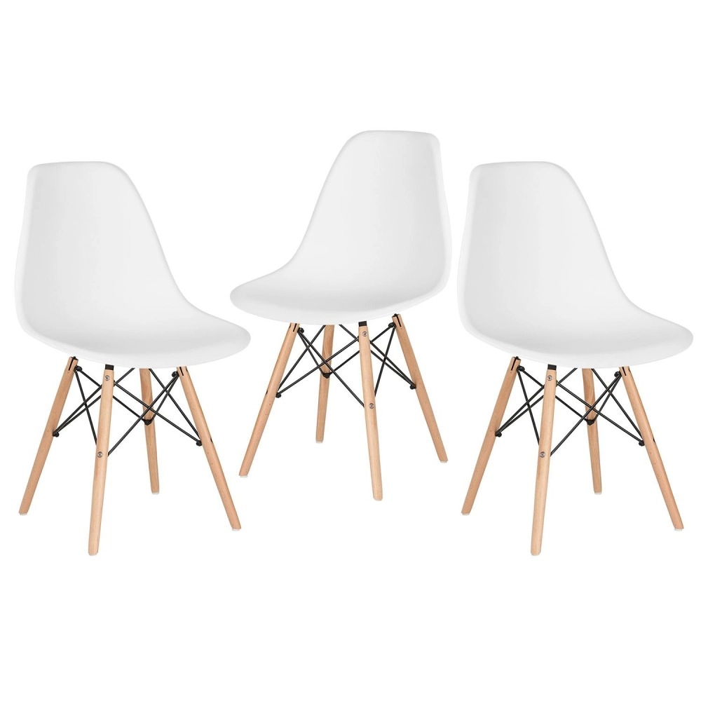 Kit 3 Cadeiras de jantar Charles Eames Eiffel DSW em Polipropileno - Branco Kit 3 Cadeiras de jantar Charles Eames Eiffel DSW em Polipropileno - Branco
