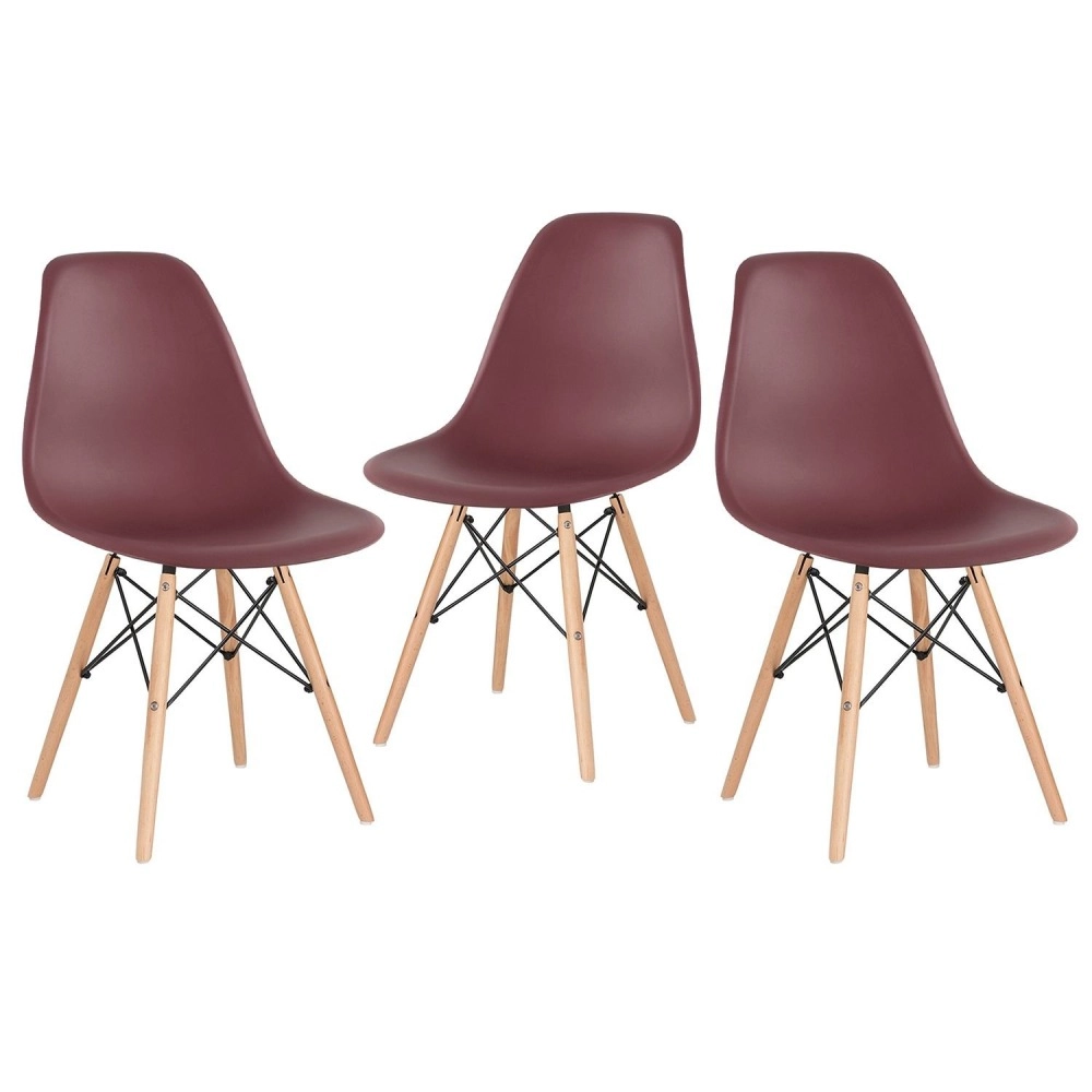 Kit 3 Cadeiras de jantar Charles Eames Eiffel DSW em Polipropileno - Marrom Kit 3 Cadeiras de jantar Charles Eames Eiffel DSW em Polipropileno - Marrom