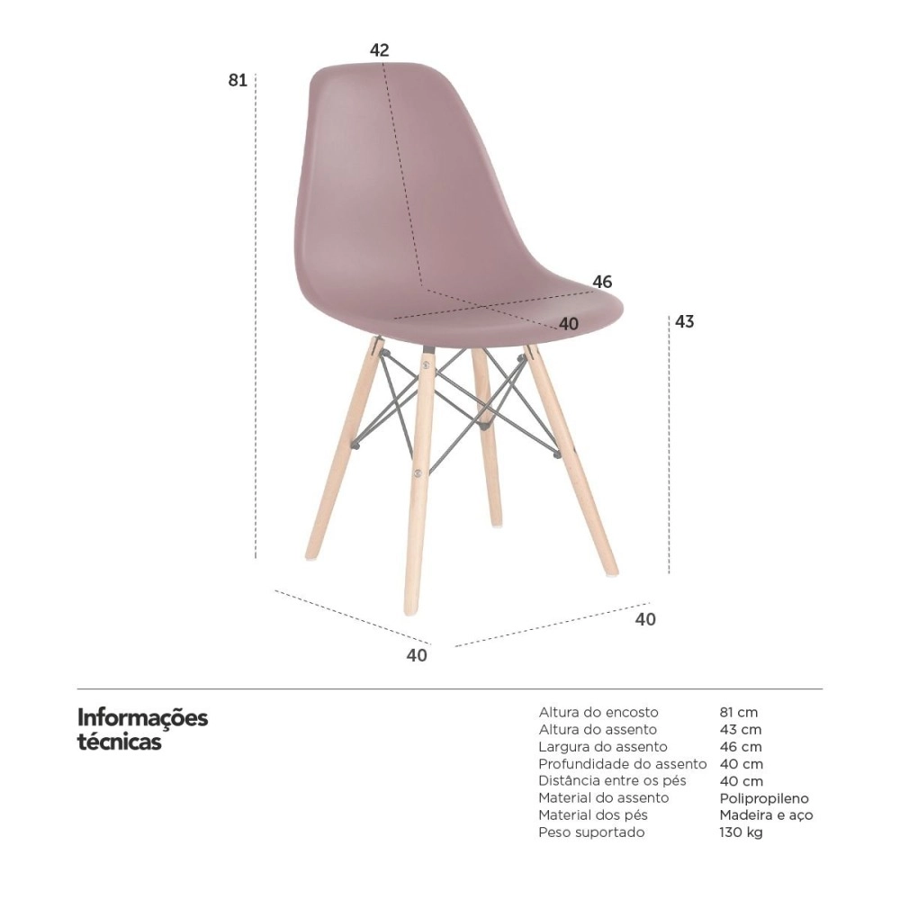 Kit 3 Cadeiras de jantar Charles Eames Eiffel DSW em Polipropileno - Marrom Kit 3 Cadeiras de jantar Charles Eames Eiffel DSW em Polipropileno - Marrom