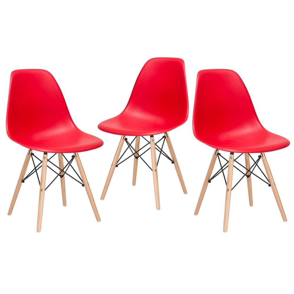 Kit 3 Cadeiras de jantar Charles Eames Eiffel DSW em Polipropileno - Vermelho Kit 3 Cadeiras de jantar Charles Eames Eiffel DSW em Polipropileno - Vermelho