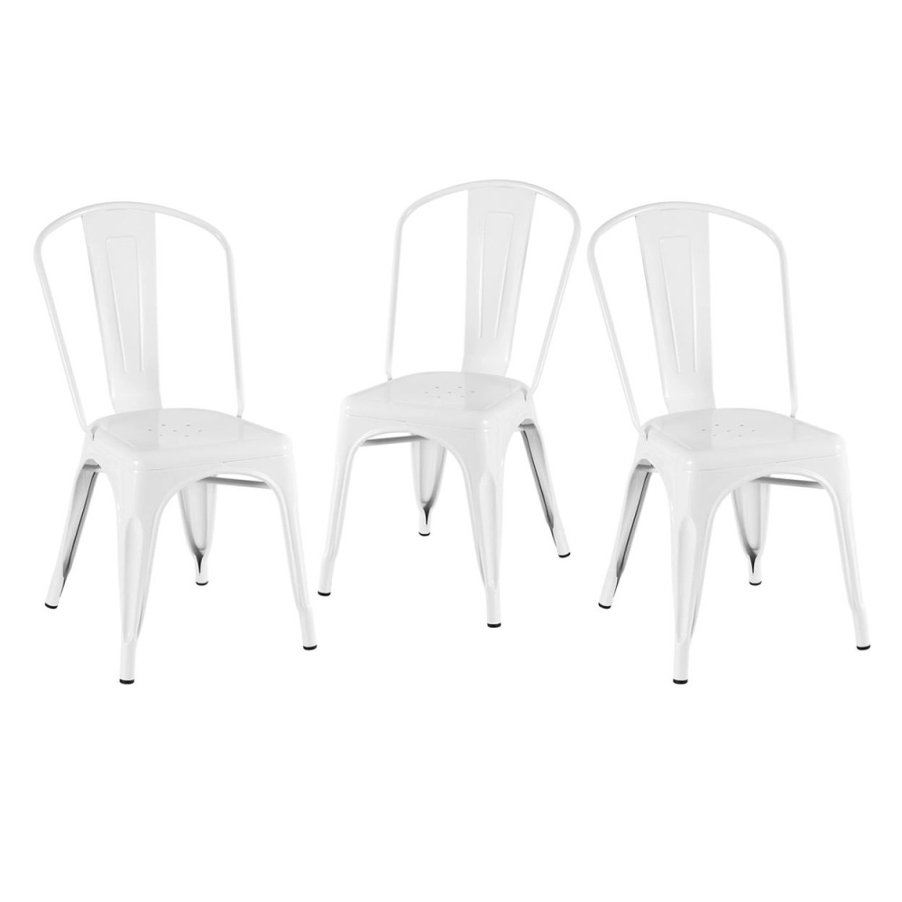 Kit 3 Cadeiras de jantar Iron Tolix com design industrial - Branco Kit 3 Cadeiras de jantar Iron Tolix com design industrial - Branco