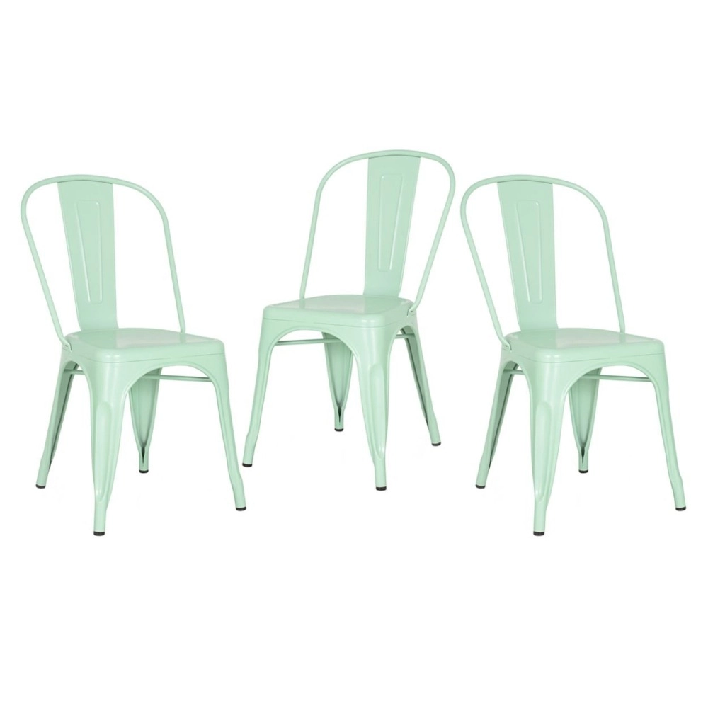 Kit 3 Cadeiras de jantar Iron Tolix com design industrial - Verde Claro