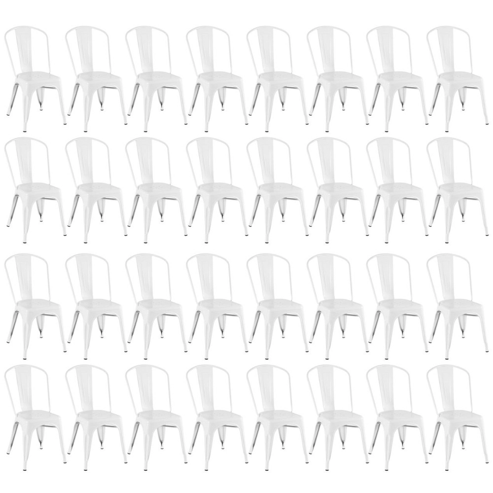 Kit 32 Cadeiras de jantar Iron Tolix com design industrial – Branco