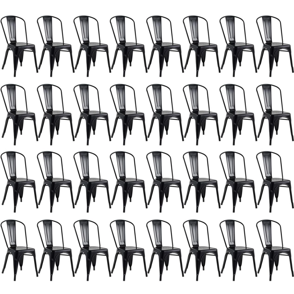 Kit 32 Cadeiras de jantar Iron Tolix com design industrial - Preto Semibrilho