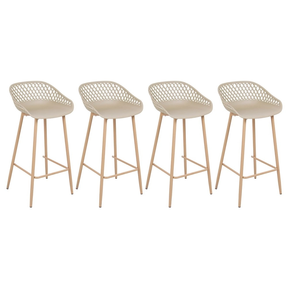 Kit 4 Banquetas alta para bancada Clarice Cloe com base de metal – Nude Kit 4 Banquetas alta para bancada Clarice Cloe com base de metal – Nude