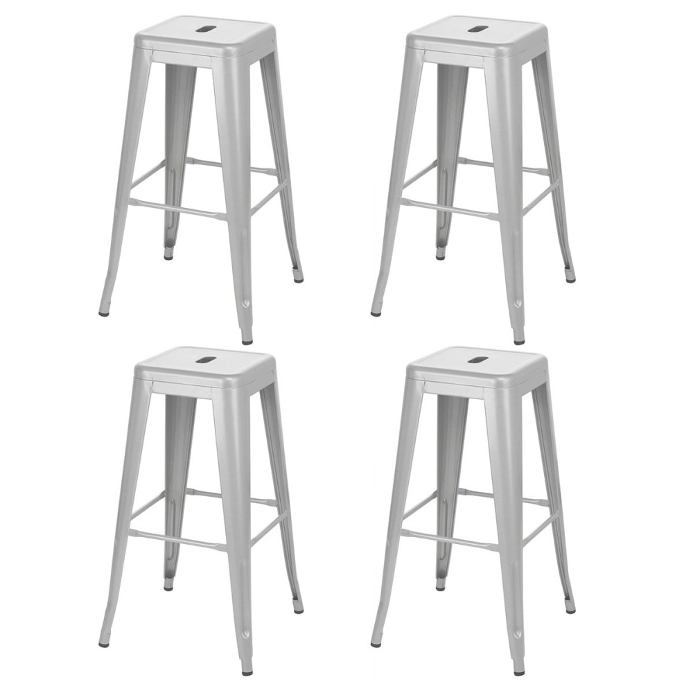 Kit 4 Banquetas alta para bancada Iron Tolix 76 cm - Prata