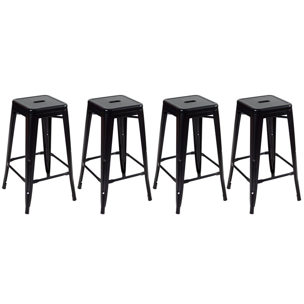 Kit 4 Banquetas alta para bancada Iron Tolix 76 cm - Preto semibrilho
