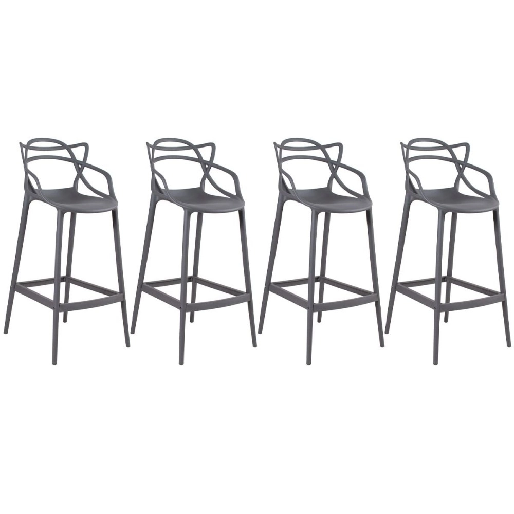 Kit 4 Banquetas alta para bancada Master Allegra em Polipropileno 78 cm - Cinza escuro Kit 4 Banquetas alta para bancada Master Allegra em Polipropileno 78 cm - Cinza escuro