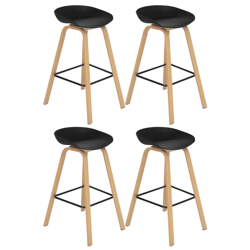Kit 4 banquetas altas bancada cozinha Cassia BD 76 cm - Preto