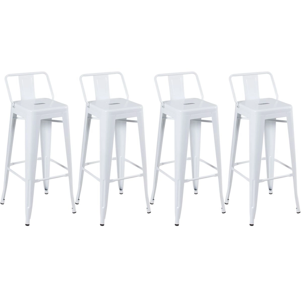 Kit 4 banquetas altas para bancada Iron Tolix com encosto 76 cm – Branco