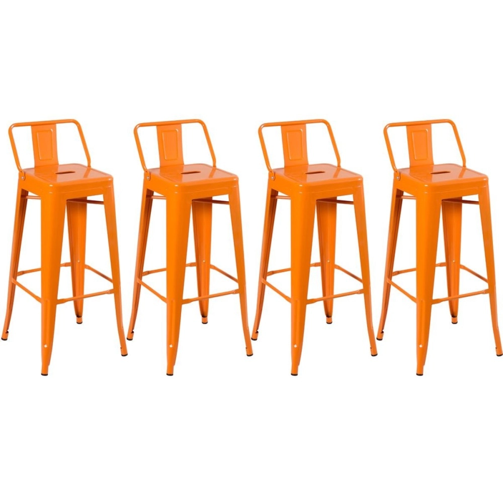 Kit 4 banquetas altas para bancada Iron Tolix com encosto 76 cm – Laranja Kit 4 banquetas altas para bancada Iron Tolix com encosto 76 cm – Laranja
