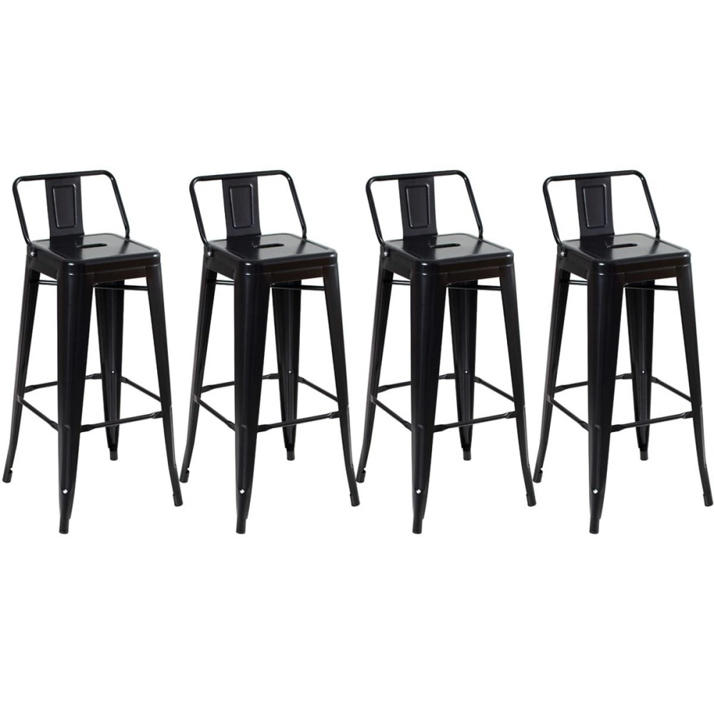 Kit 4 banquetas altas para bancada Iron Tolix com encosto 76 cm – Preto Semibrilho Kit 4 banquetas altas para bancada Iron Tolix com encosto 76 cm – Preto Semibrilho