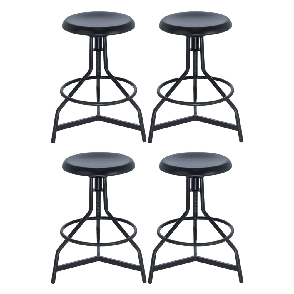 Kit 4 banquetas altas para cozinha industrial York com banco giratório - Preto Kit 4 banquetas altas para cozinha industrial York com banco giratório - Preto