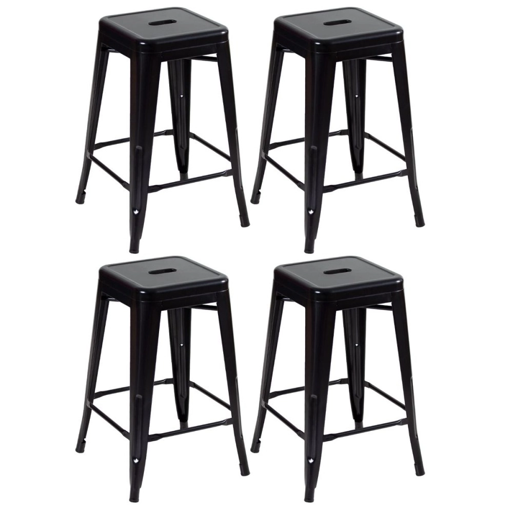 Kit 4 Banquetas média para bancada Iron Tolix 61 cm - Preto