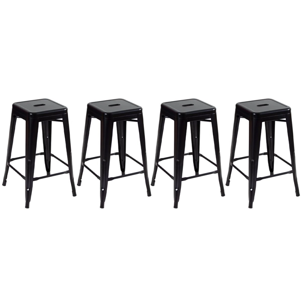 Kit 4 Banquetas média para bancada Iron Tolix 66 cm – Preto