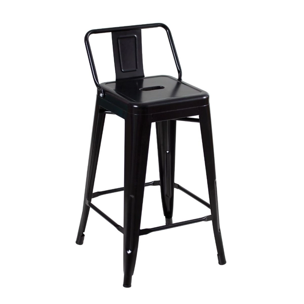 Kit 4 Banquetas média para bancada Iron Tolix com encosto 61 cm - Preto