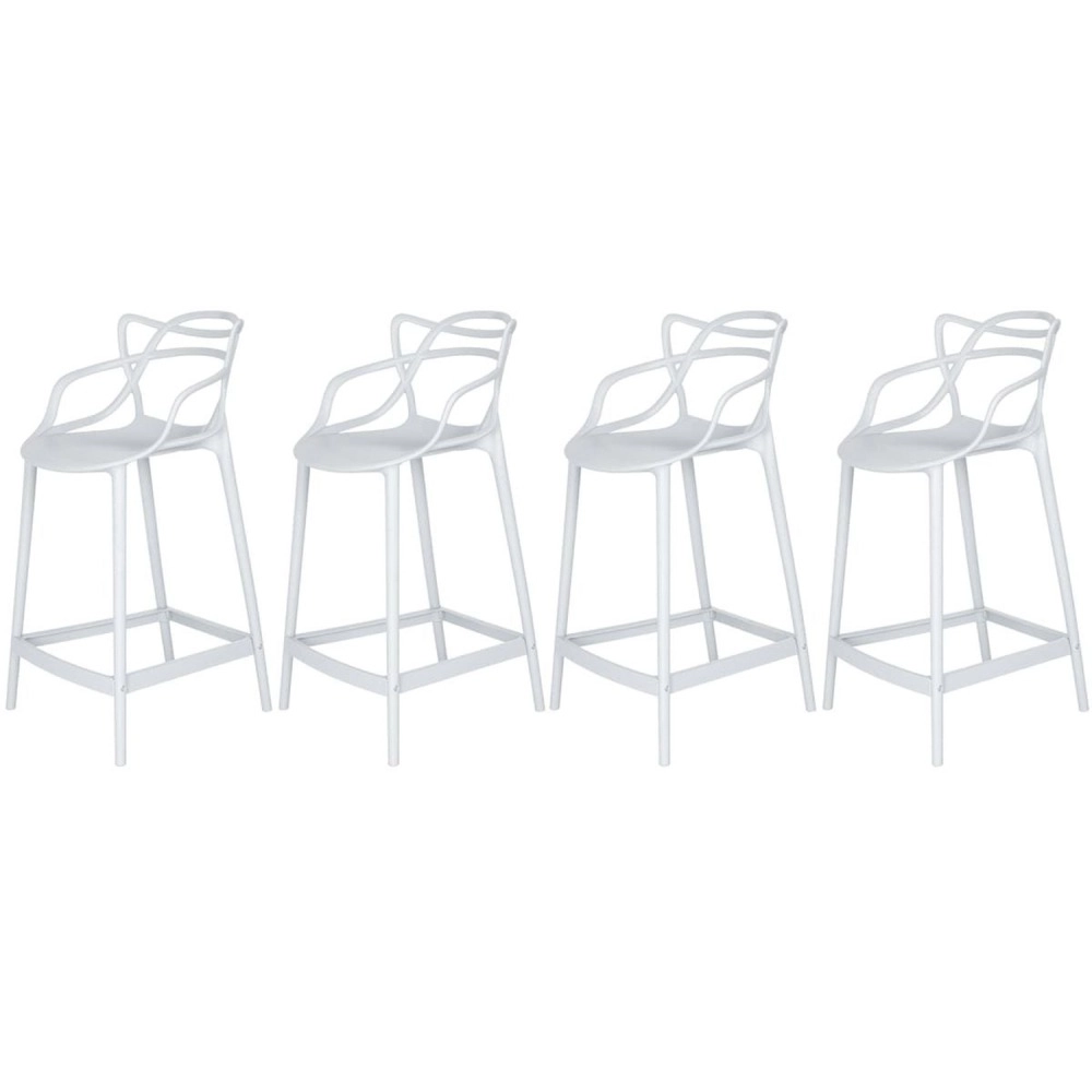 Kit 4 Banquetas média para bancada Master Allegra em Polipropileno 66 cm - Branco