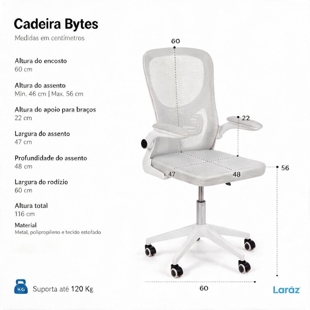 Kit 4 Cadeiras Bytes para escritório com base branca e rodizios - Preto Kit 4 Cadeiras Bytes para escritório com base branca e rodizios - Preto