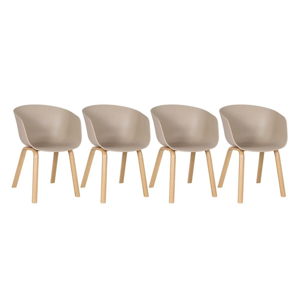 Kit 4 Cadeiras de jantar Cassia com design moderno e assento confortável – Nude