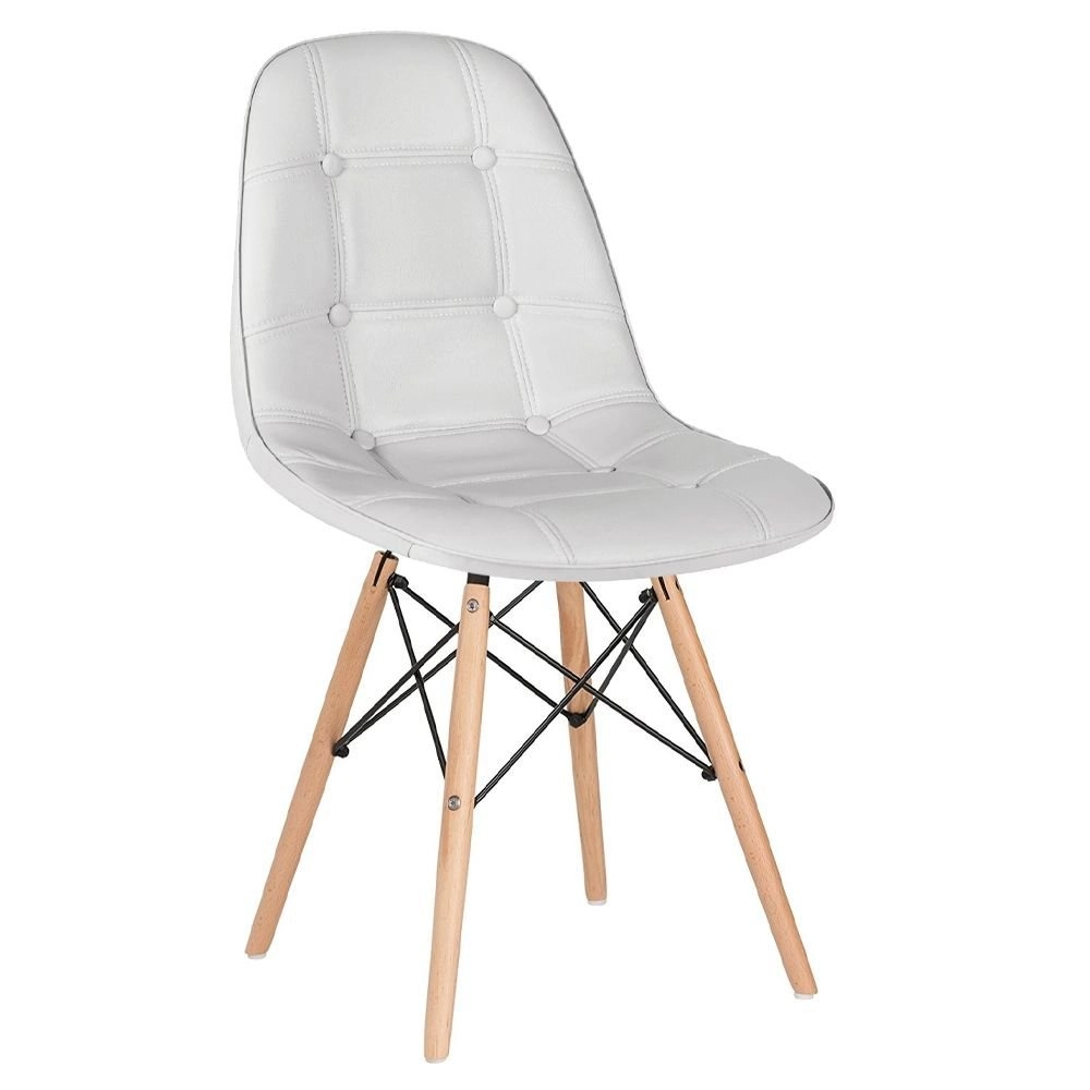 Kit 4 Cadeiras de jantar Charles Eames Eiffel Botonê Estofada - Cinza claro Kit 4 Cadeiras de jantar Charles Eames Eiffel Botonê Estofada - Cinza claro