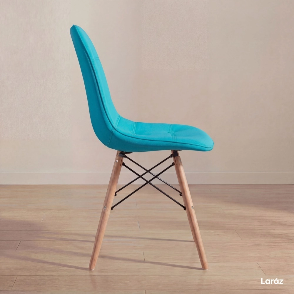Kit 4 Cadeiras de jantar Charles Eames Eiffel Botonê Estofada - Tiffany