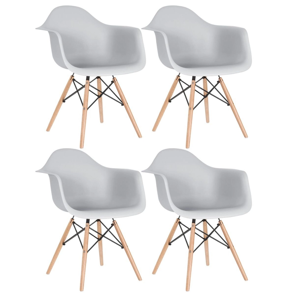 Kit 4 Cadeiras de jantar Charles Eames Eiffel DAW em Polipropileno - Cinza claro Kit 4 Cadeiras de jantar Charles Eames Eiffel DAW em Polipropileno - Cinza claro