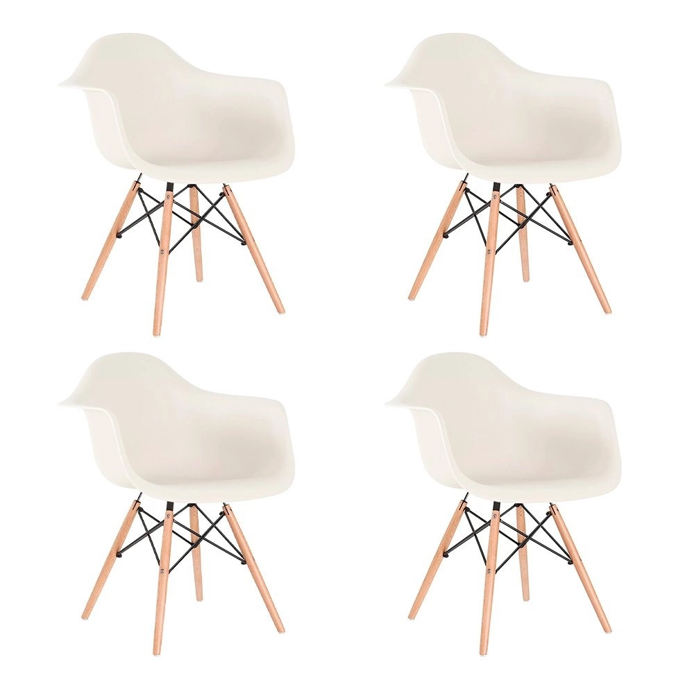 Kit 4 Cadeiras de jantar Charles Eames Eiffel DAW em Polipropileno - Creme Kit 4 Cadeiras de jantar Charles Eames Eiffel DAW em Polipropileno - Creme
