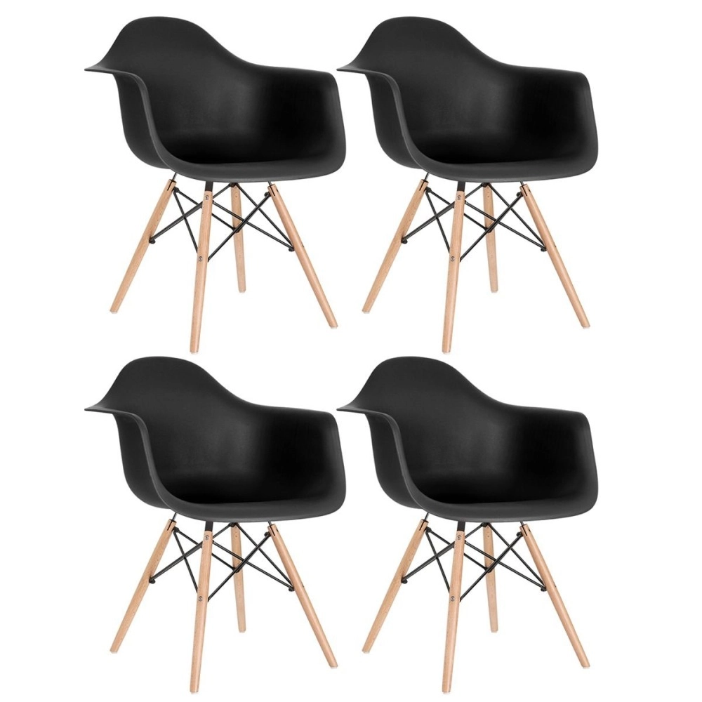 Kit 4 Cadeiras de jantar Charles Eames Eiffel DAW em Polipropileno - Preto Kit 4 Cadeiras de jantar Charles Eames Eiffel DAW em Polipropileno - Preto