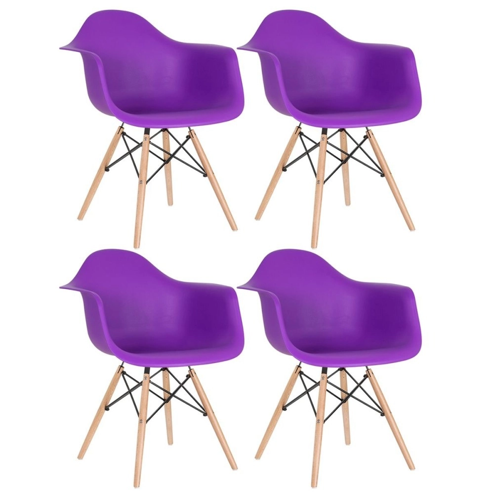 Kit 4 Cadeiras de jantar Charles Eames Eiffel DAW em Polipropileno - Roxo Kit 4 Cadeiras de jantar Charles Eames Eiffel DAW em Polipropileno - Roxo