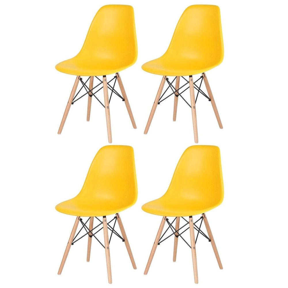 Kit 4 Cadeiras de jantar Charles Eames Eiffel DSW em Polipropileno - Amarelo Kit 4 Cadeiras de jantar Charles Eames Eiffel DSW em Polipropileno - Amarelo