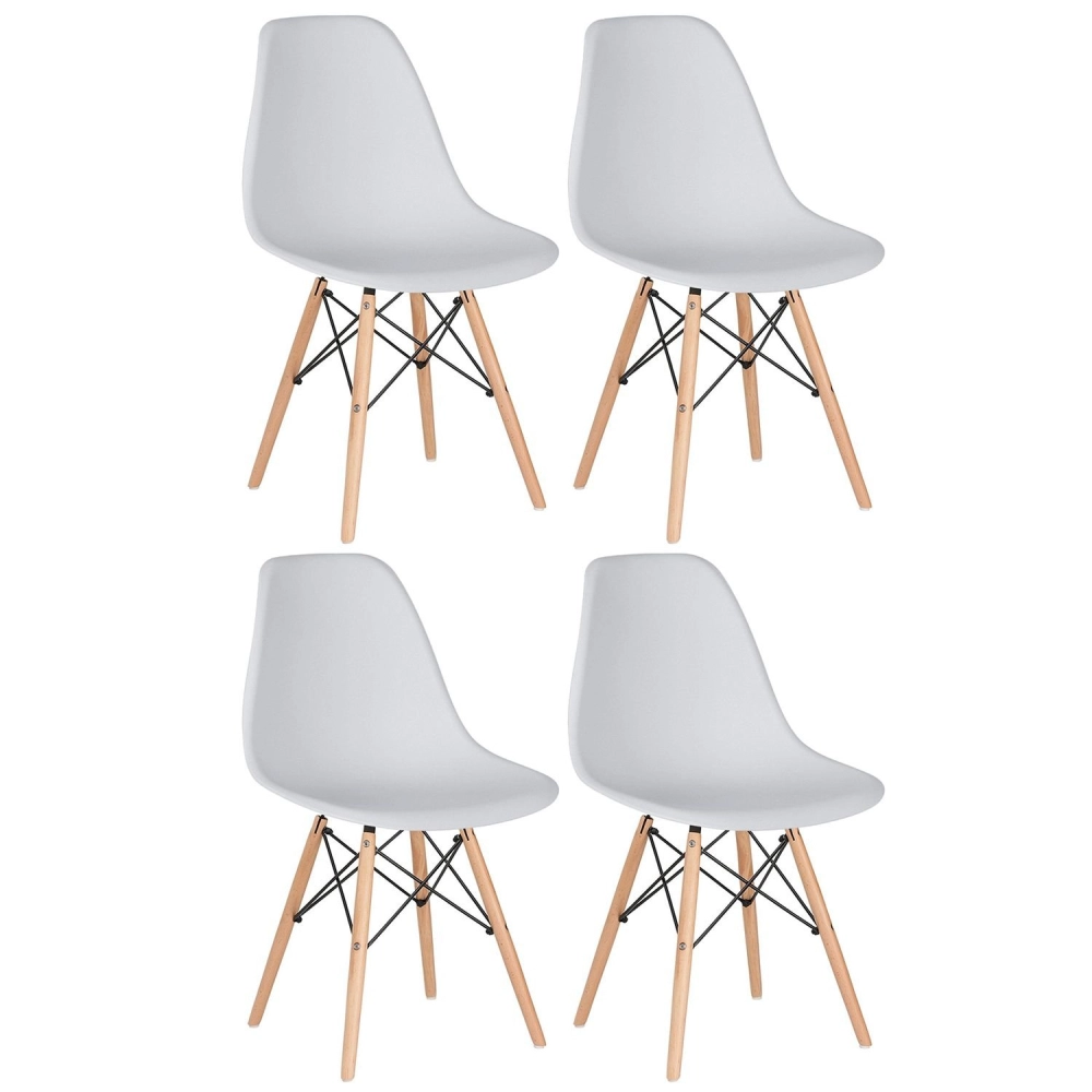 Kit 4 Cadeiras de jantar Charles Eames Eiffel DSW em Polipropileno - Cinza claro Kit 4 Cadeiras de jantar Charles Eames Eiffel DSW em Polipropileno - Cinza claro