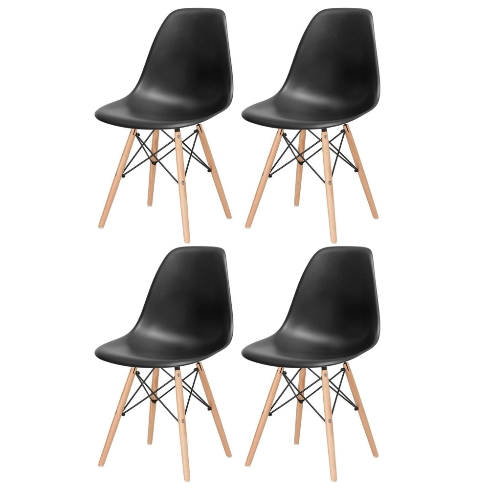 Kit 4 Cadeiras de jantar Charles Eames Eiffel DSW em Polipropileno - Preto