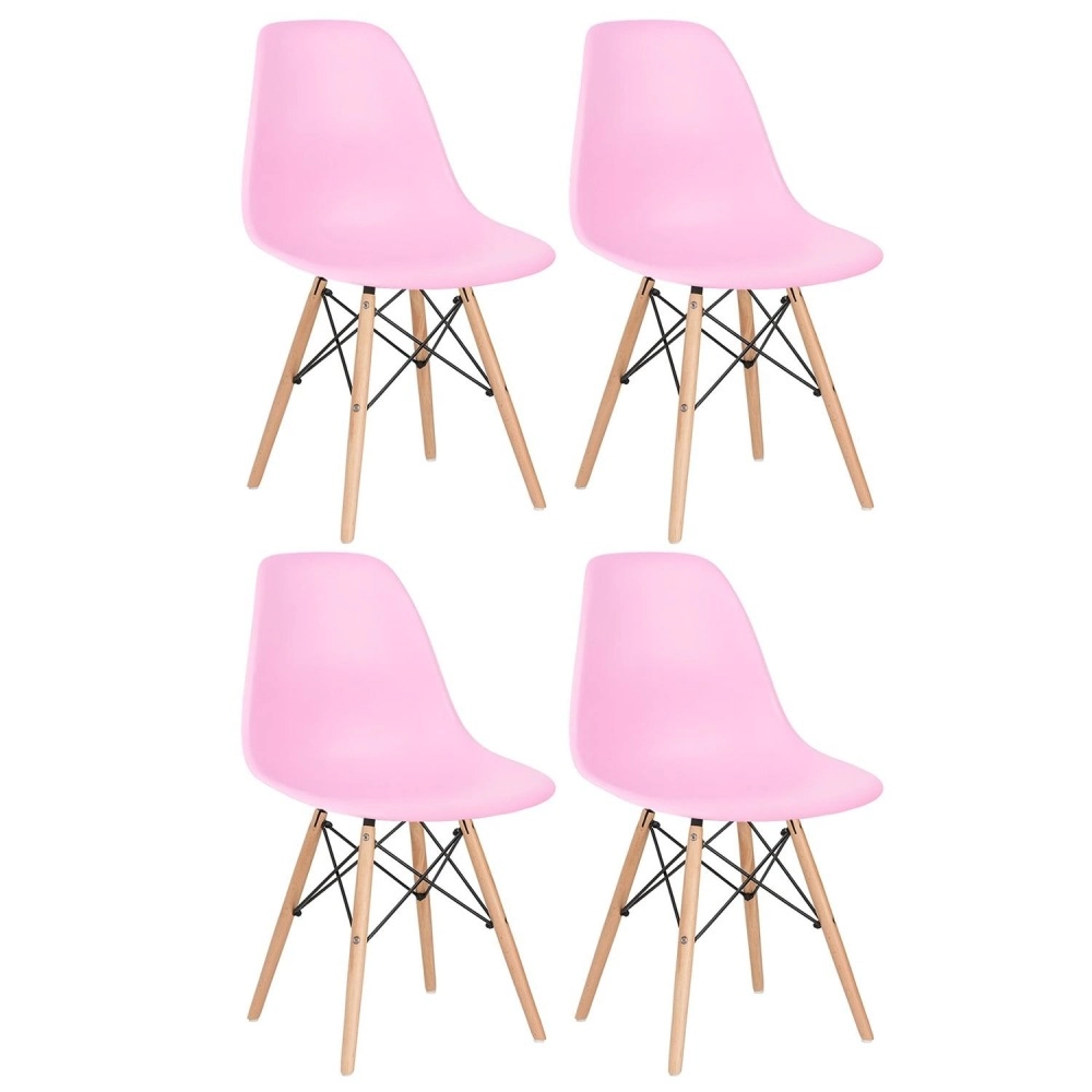 Kit 4 Cadeiras de jantar Charles Eames Eiffel DSW em Polipropileno - Rosa claro Kit 4 Cadeiras de jantar Charles Eames Eiffel DSW em Polipropileno - Rosa claro