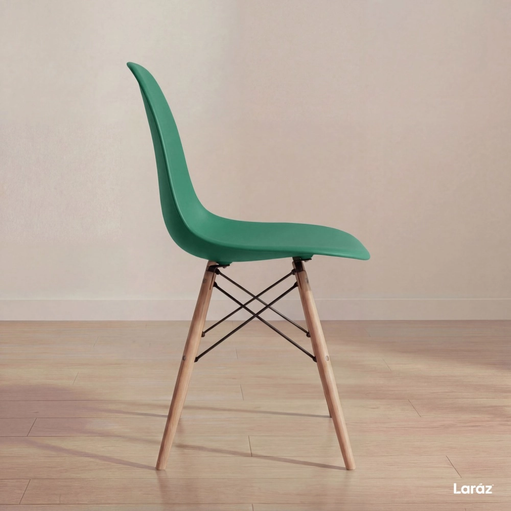 Kit 4 Cadeiras de jantar Charles Eames Eiffel DSW em Polipropileno - Verde escuro