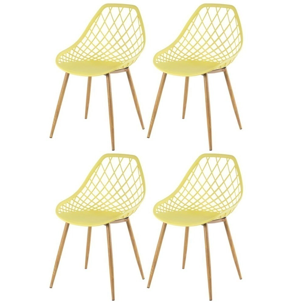 Kit 4 Cadeiras de jantar Clarice Cloe com design contemporâneo - Amarelo