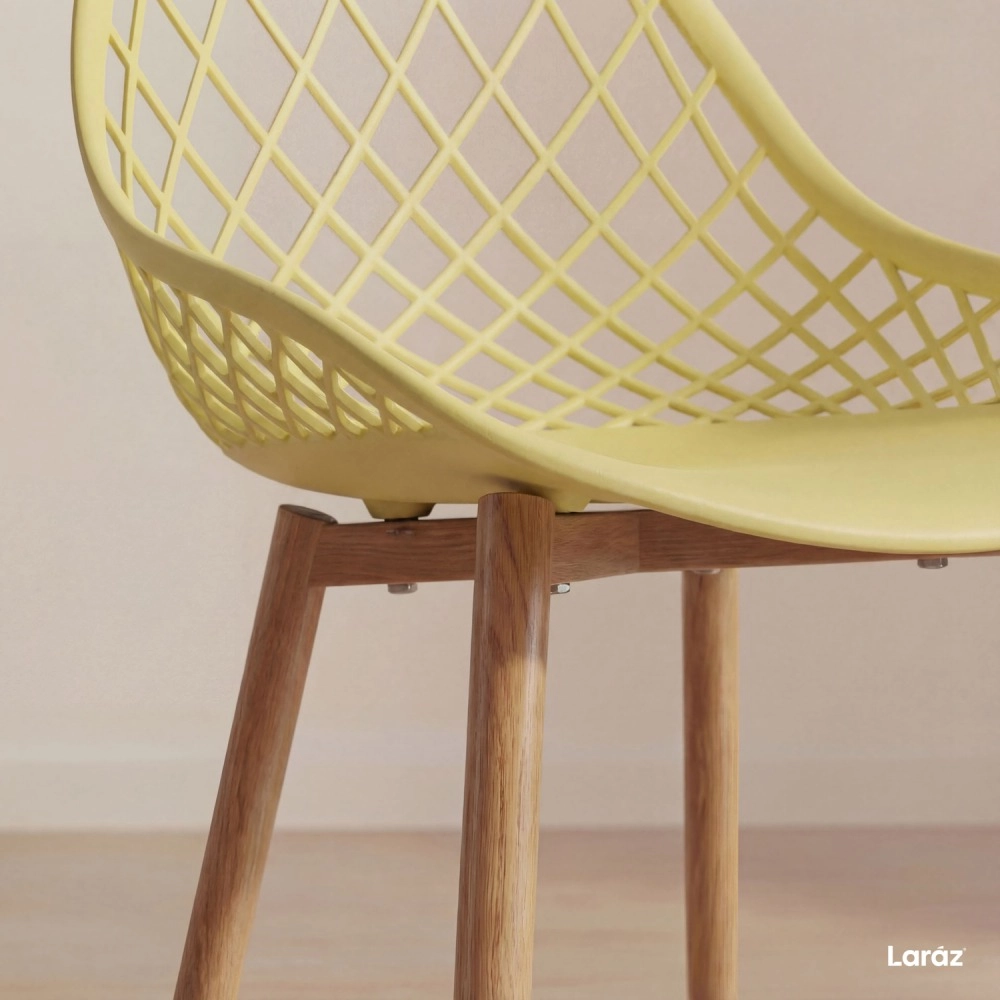 Kit 4 Cadeiras de jantar Clarice Cloe com design contemporâneo - Amarelo