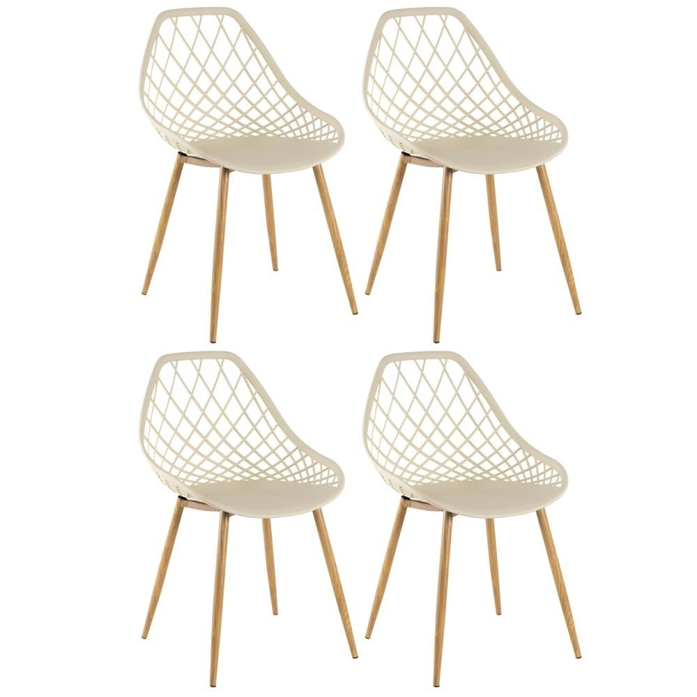 Kit 4 cadeiras de jantar Clarice Cloe com design contemporâneo – Nude
