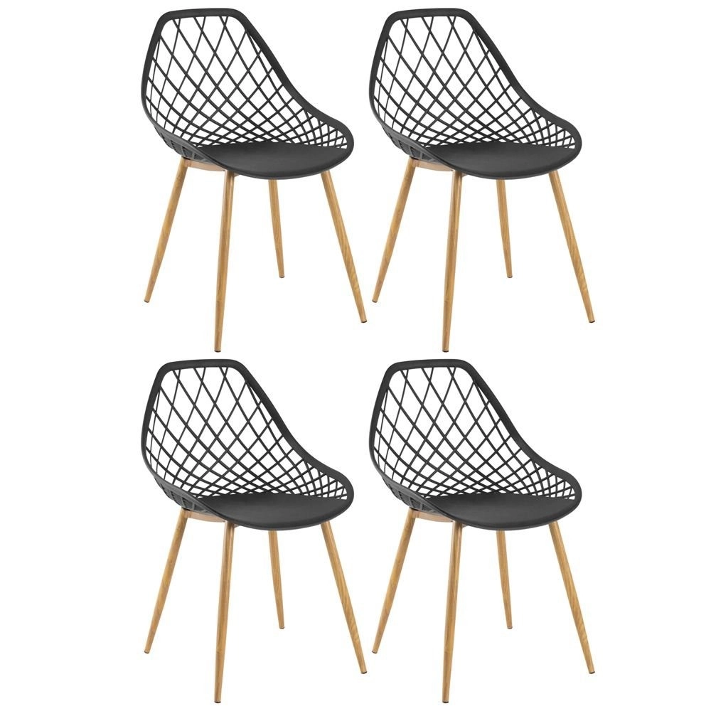 Kit 4 cadeiras de jantar Clarice Cloe com design contemporâneo – Preto