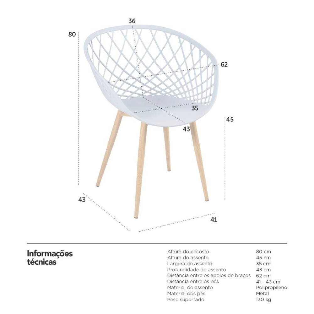 Kit 4 Cadeiras de jantar Clarice Nest com design moderno e anatômico - Cinza Kit 4 Cadeiras de jantar Clarice Nest com design moderno e anatômico - Cinza
