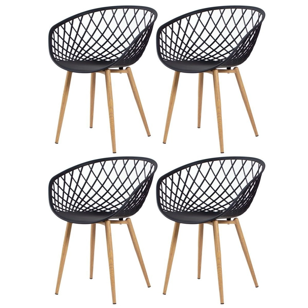 Kit 4 Cadeiras de jantar Clarice Nest com design moderno e anatômico - Preto