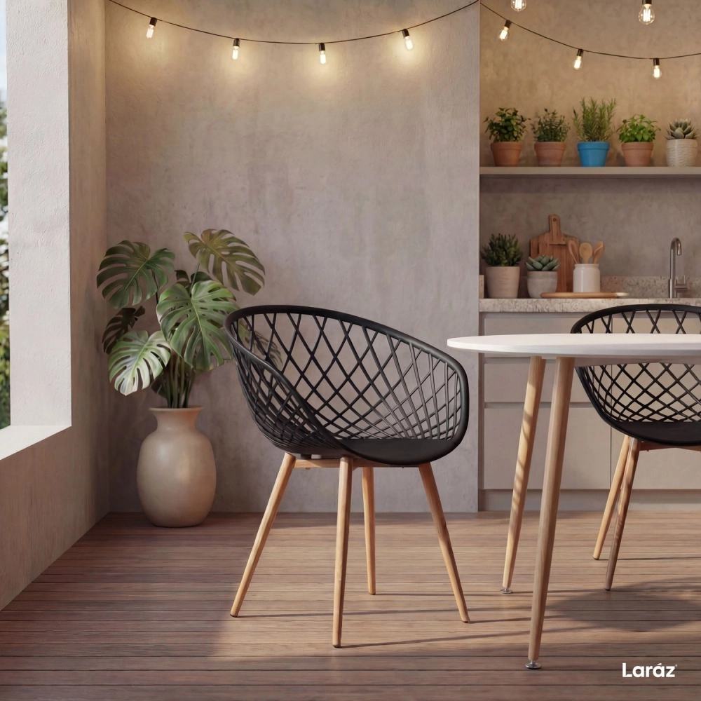 Kit 4 Cadeiras de jantar Clarice Nest com design moderno e anatômico - Preto