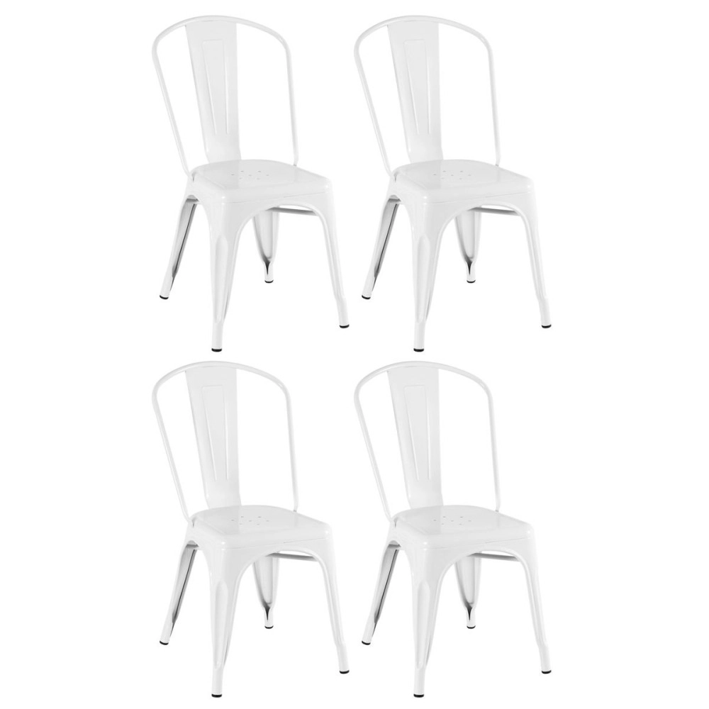 Kit 4 Cadeiras de jantar Iron Tolix com design industrial - Branco Kit 4 Cadeiras de jantar Iron Tolix com design industrial - Branco