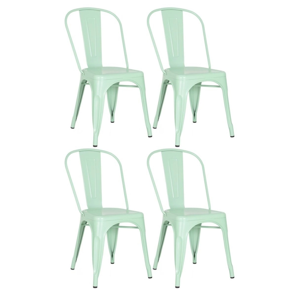 Kit 4 Cadeiras de jantar Iron Tolix com design industrial - Verde Claro