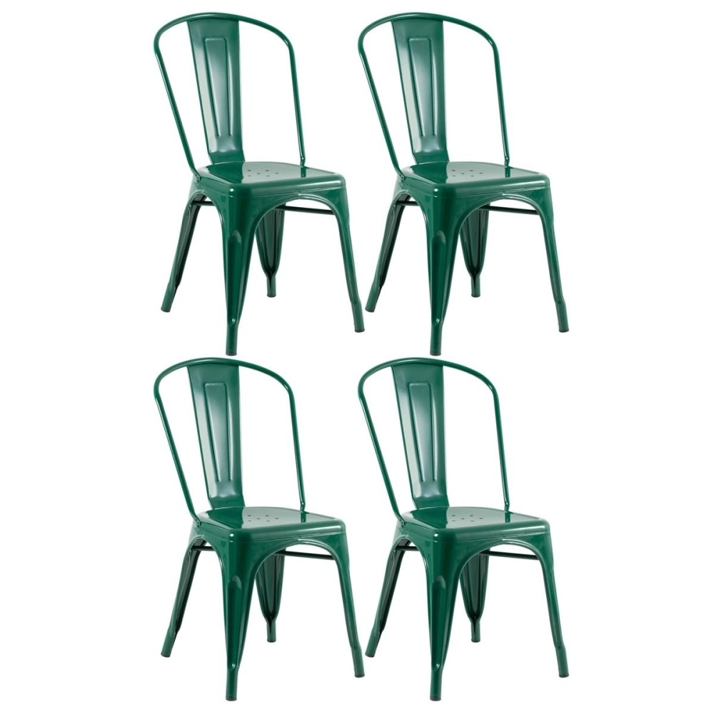 Kit 4 Cadeiras de jantar Iron Tolix com design industrial - Verde Escuro