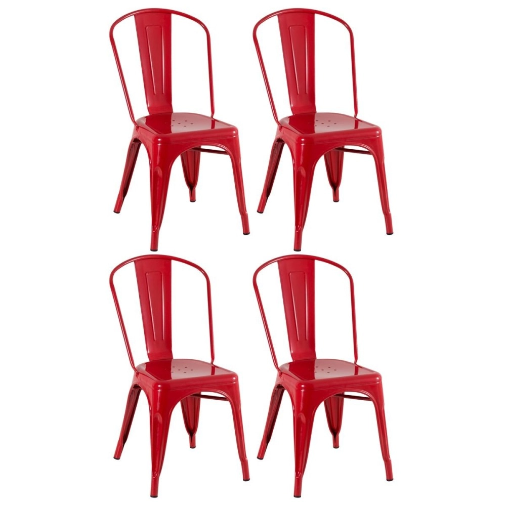 Kit 4 Cadeiras de jantar Iron Tolix com design industrial - Vermelho