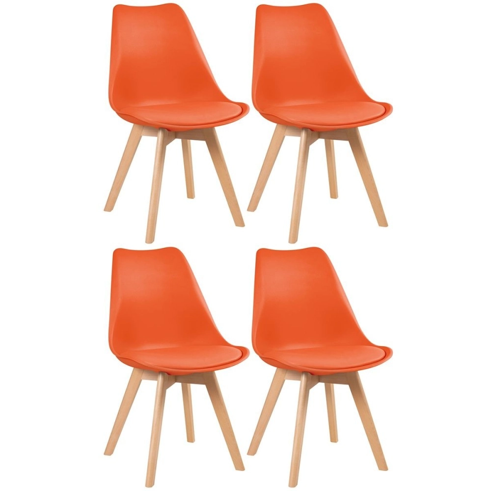 Kit 4 Cadeiras de jantar Leda com assento estofado e design moderno - Laranja Kit 4 Cadeiras de jantar Leda com assento estofado e design moderno - Laranja