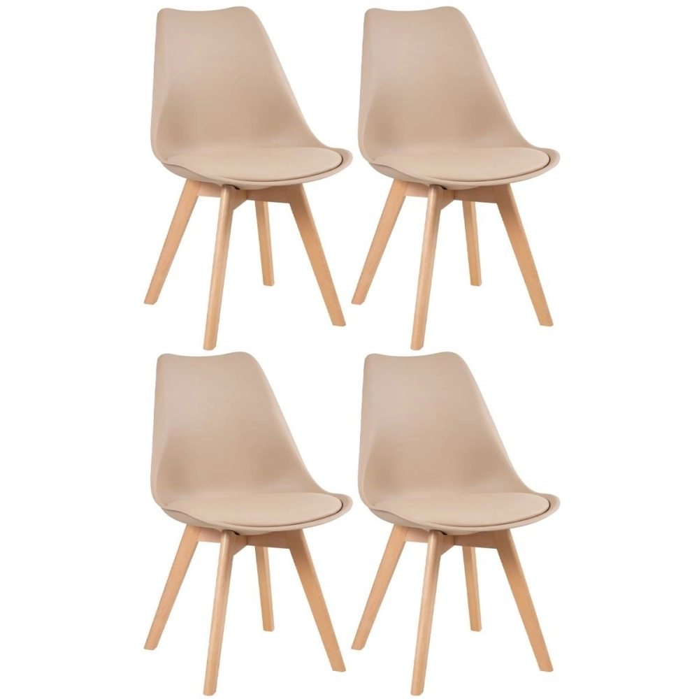 Kit 4 Cadeiras de jantar Leda com assento estofado e design moderno - Nude Kit 4 Cadeiras de jantar Leda com assento estofado e design moderno - Nude