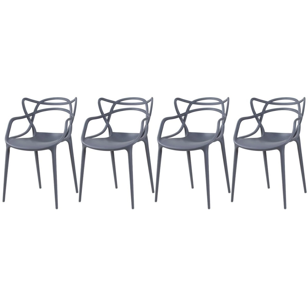 Kit 4 Cadeiras de jantar Master Allegra Design Moderno em Polipropileno - Cinza escuro