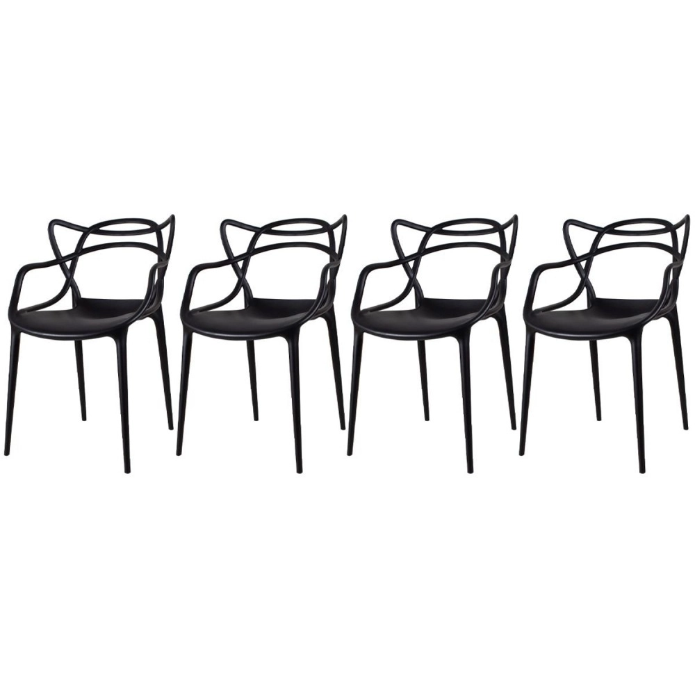 Kit 4 Cadeiras de jantar Master Allegra Design Moderno em Polipropileno - Preto Kit 4 Cadeiras de jantar Master Allegra Design Moderno em Polipropileno - Preto