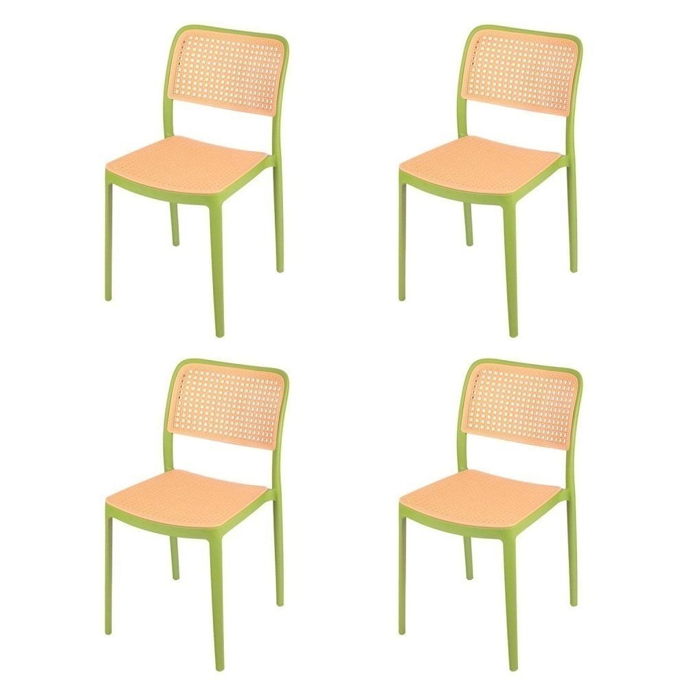 Kit 4 Cadeiras de jantar Maya com design moderno e assento confortável  - Verde